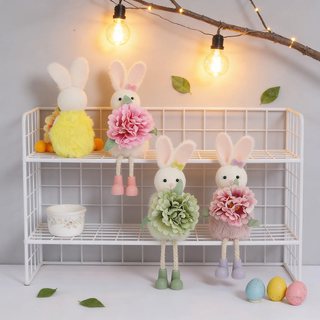 2026 New Easter Decorations 20cm Easter Rabbit with Flower Hanging Ornaments Holiday Spring Party Decorations Gifts for Kids Oasis Select