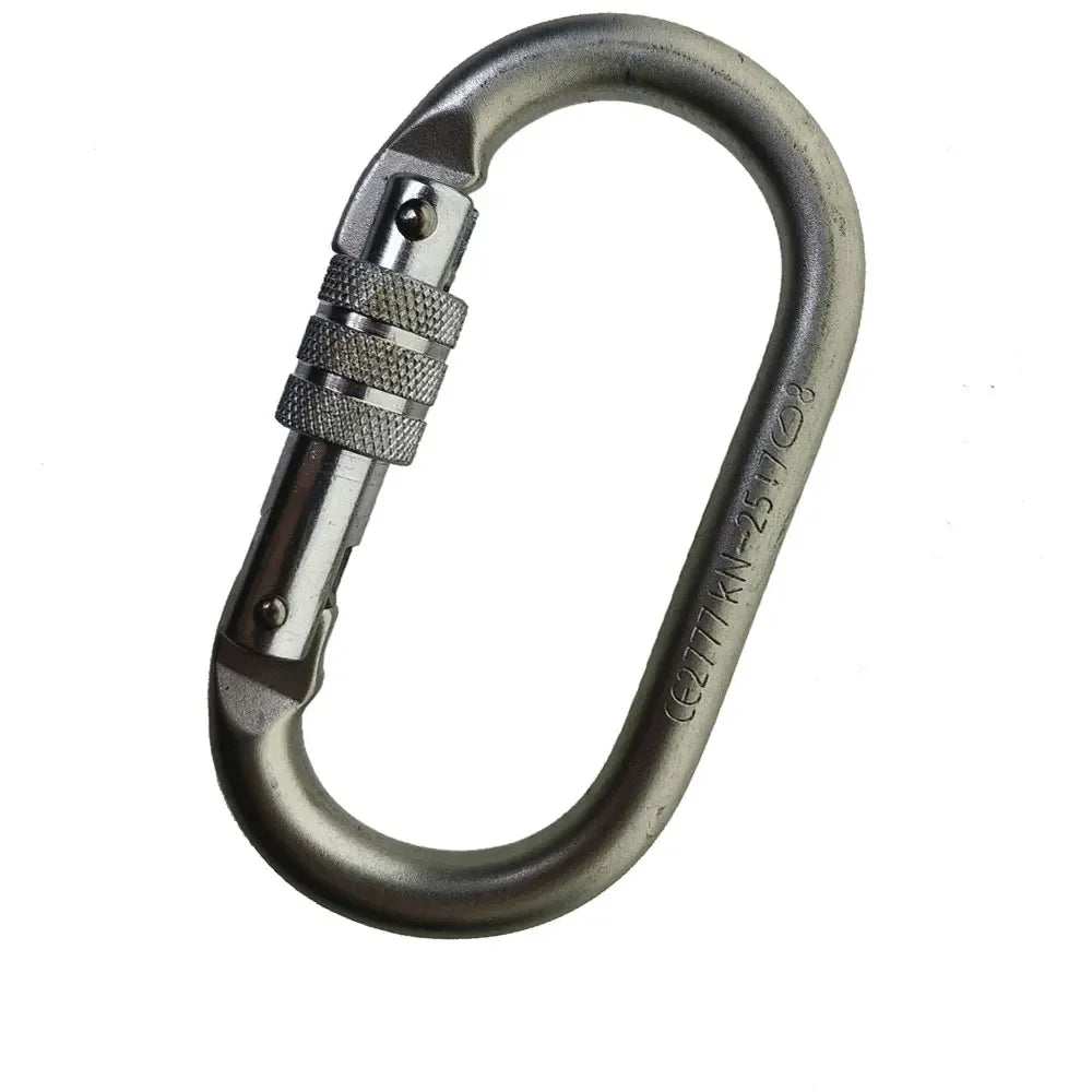 Alloy Steel Oval-Shape 25KN Rock Climbing Hiking Screw Locking Carabiner Keychain Spring Snap Clip Hooks Oasis Select