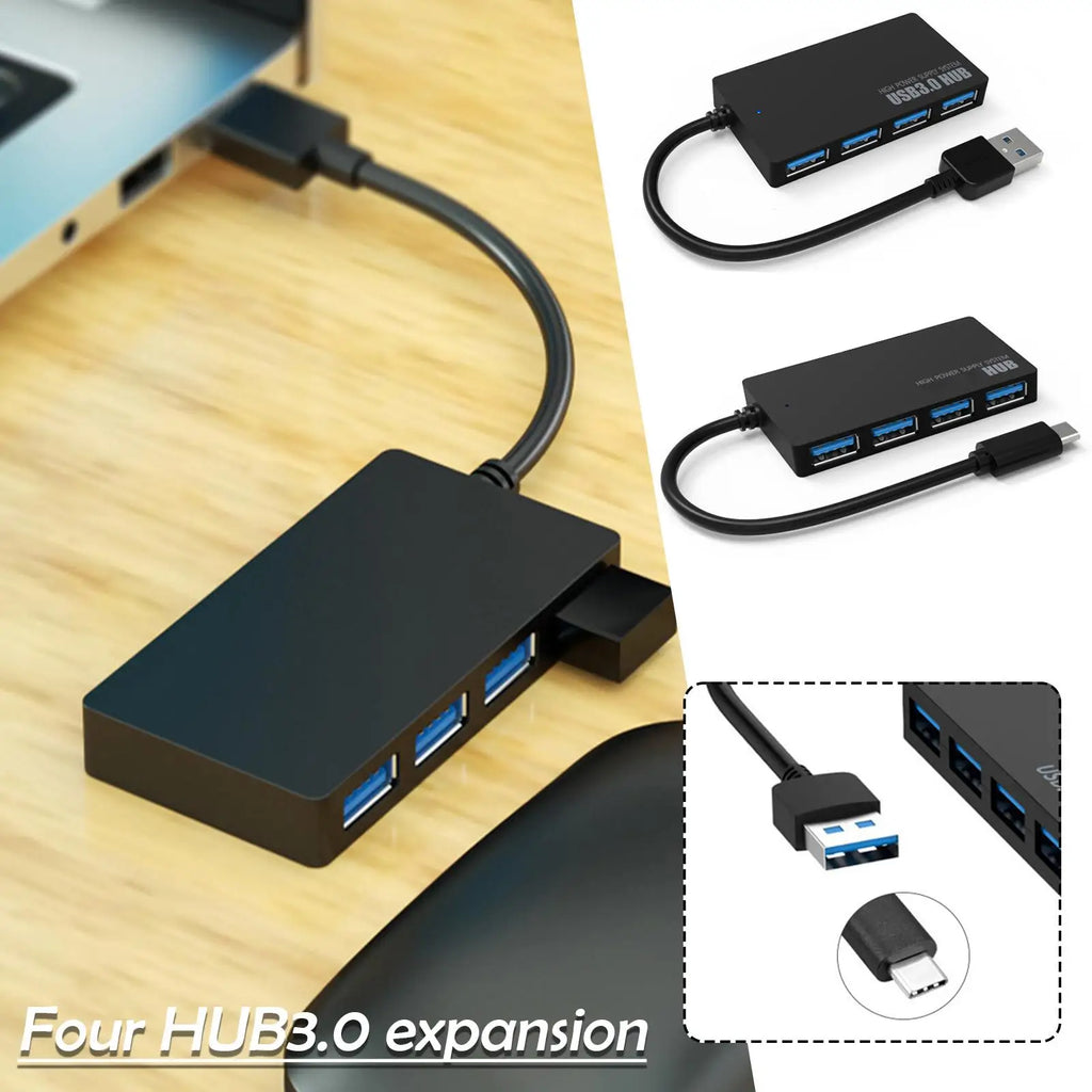 4-Port USB 3.0 Hub Splitter – 5Gbps High-Speed Expander