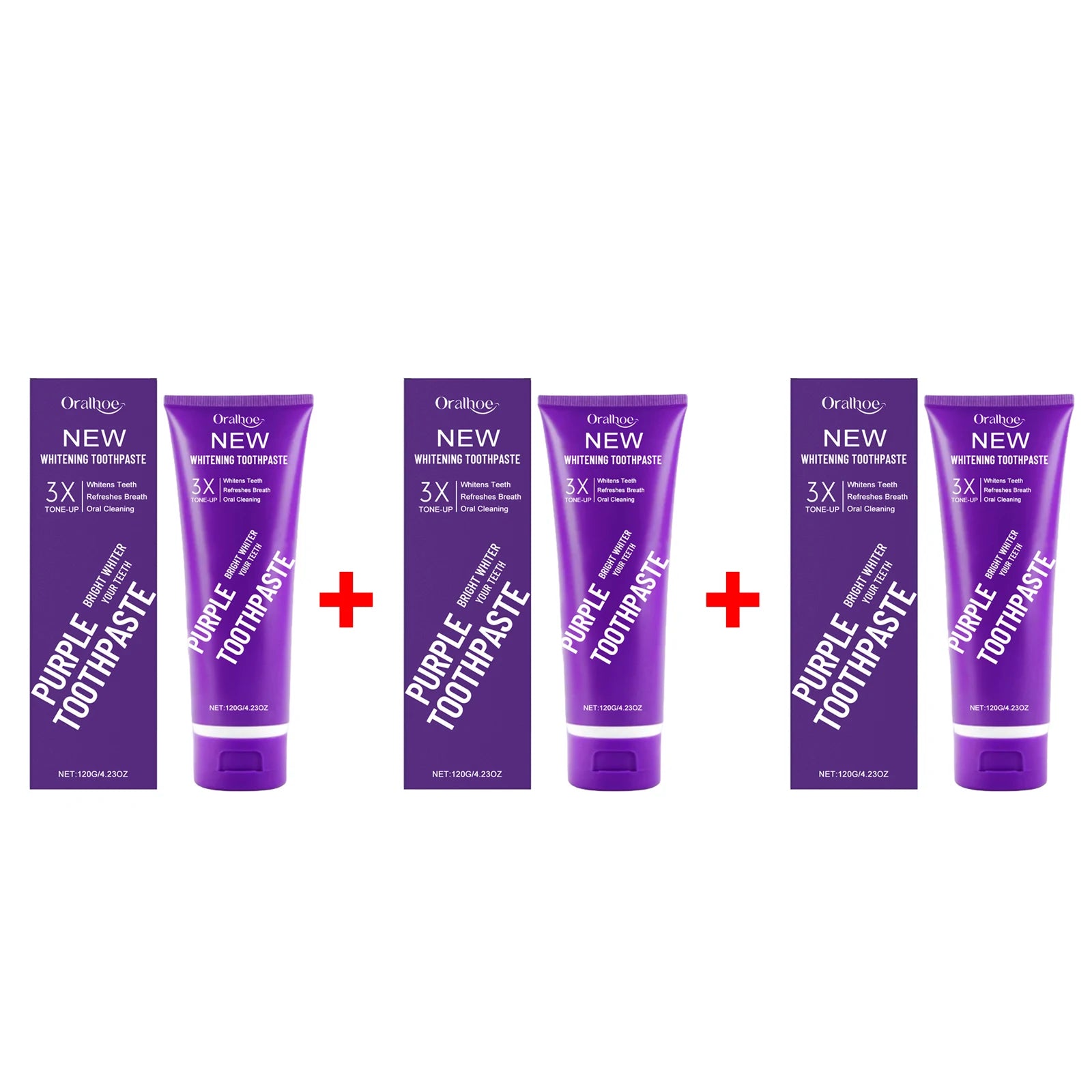 Purple Corrector Toothpaste Remove Tartar Plaque Reduce Yellowing Teeth Deep Cleansing Stains Whitening Tooth Oral Clean Care Oasis Select 3pcs