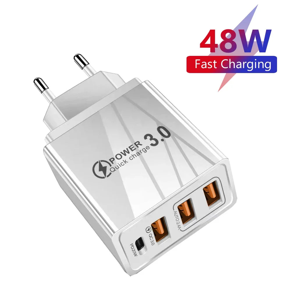 20W USB Charger QC 3.0 Type C PD Fast Charge For iPhone 12 13 Max Samsung S21 Huawei Xiaomi Mobile Phone EU/US Plug Wall Charger Oasis Select