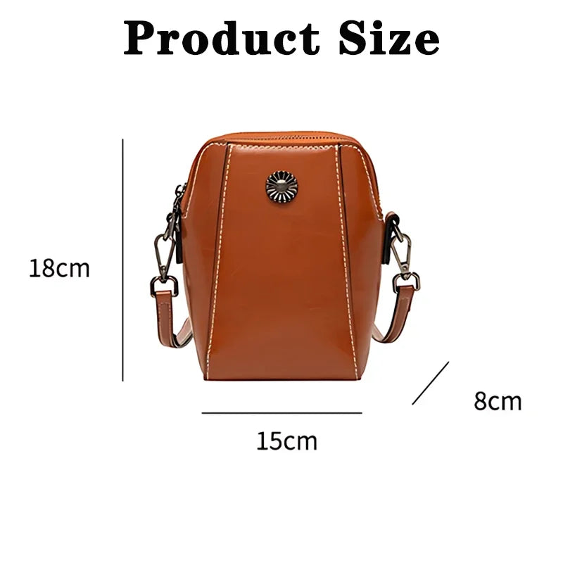 Single Shoulder Crossbody Bag Female Fashion Temperament Leather Women's Bag Vertical Mobile Phone Bag Crossbody Mini Small Bag Oasis Select