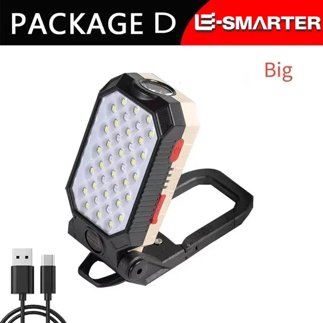 Multi-function Flashlight Floodlight Built-in Battery Magnetic Work Light Suction Power Display Car Repair Emergency Lamps Oasis Select W599B big