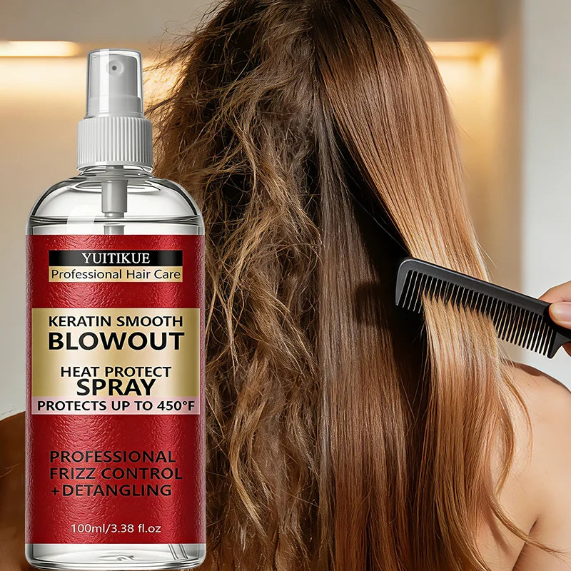 YUITIKUE Keratin Heat Protect Spray – 450°F Frizz Control