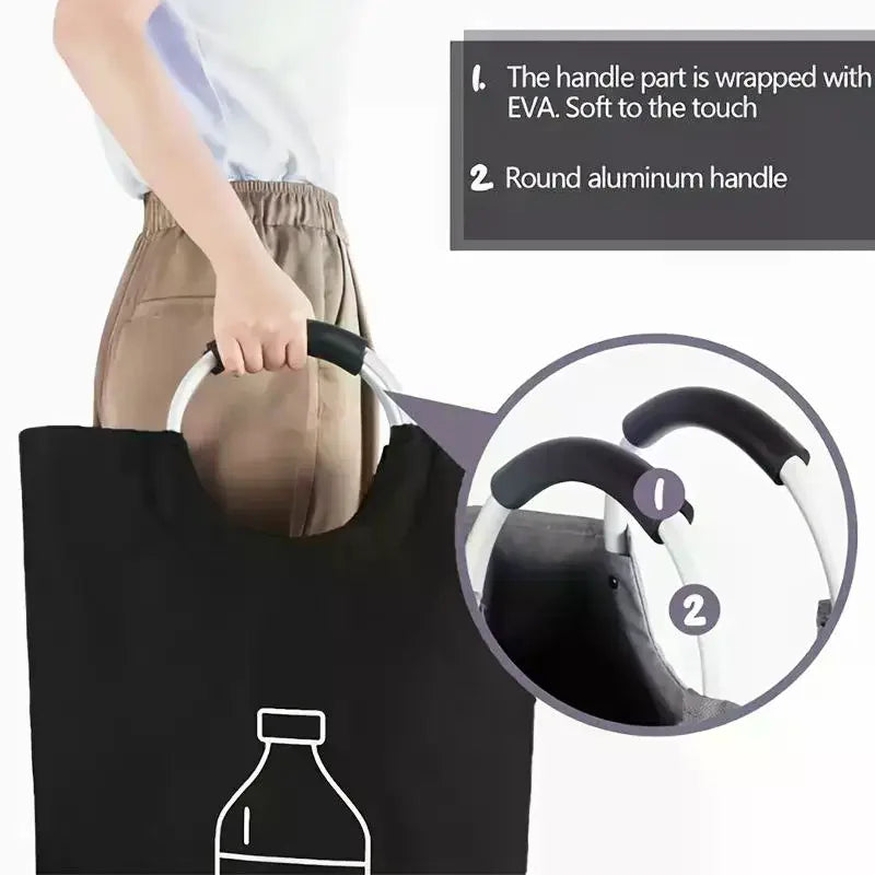 82L Empty Bottle Storage Basket Folding Kitchen Wastewater Bottle Collector Bag With Aluminum Handle Large Capacity Bin Oasis Select