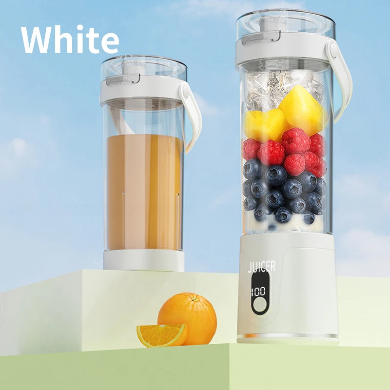 Portable Blender 600ML Electric Juicer Fruit Mixers 4000mAh USB Rechargeable Smoothie Outdoor Fresh Fruit Blender Personal Juice Oasis Select white