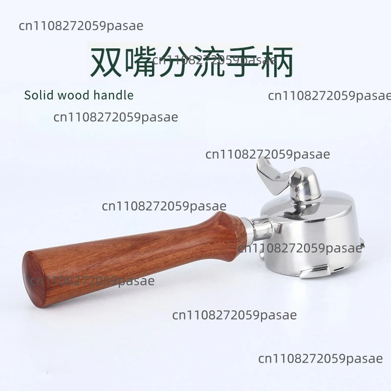 51mm Stainless Steel Two-cup Filter Screen Double-mouth Solid Wood Handle Modification Accessory for Home Coffee Machine Oasis Select