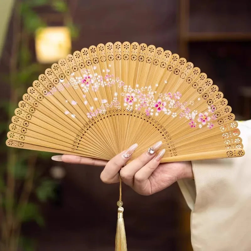 New All-bamboo Dance Fan Portable Summer Folding Fan Classical Film and Television Court Photo Fan Oasis Select