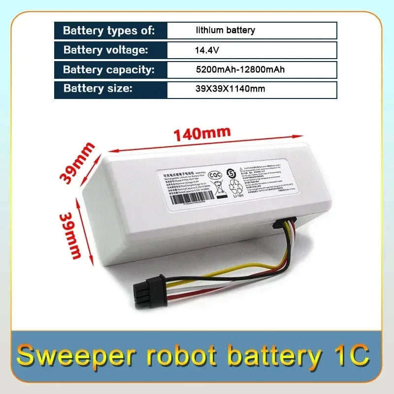 NEW 14.4V 12800mah P1904-4S1P-MM Battery For Xiaomi Mijia 1C STYTJ01ZHM Robot Vacuum Mop Cleaner Accessories battery Oasis Select