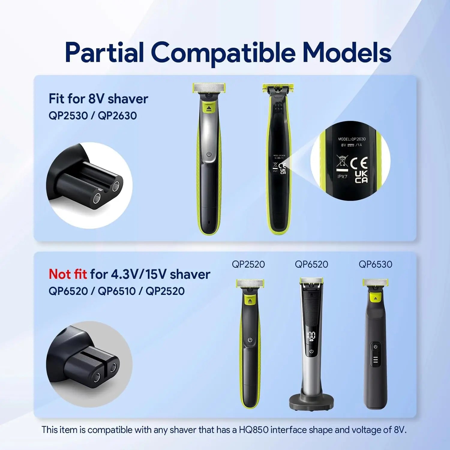 Type-C Charger Adapter for Philips Norelco OneBlade 8V QP2630 Shaver Charging Adapter Oasis Select