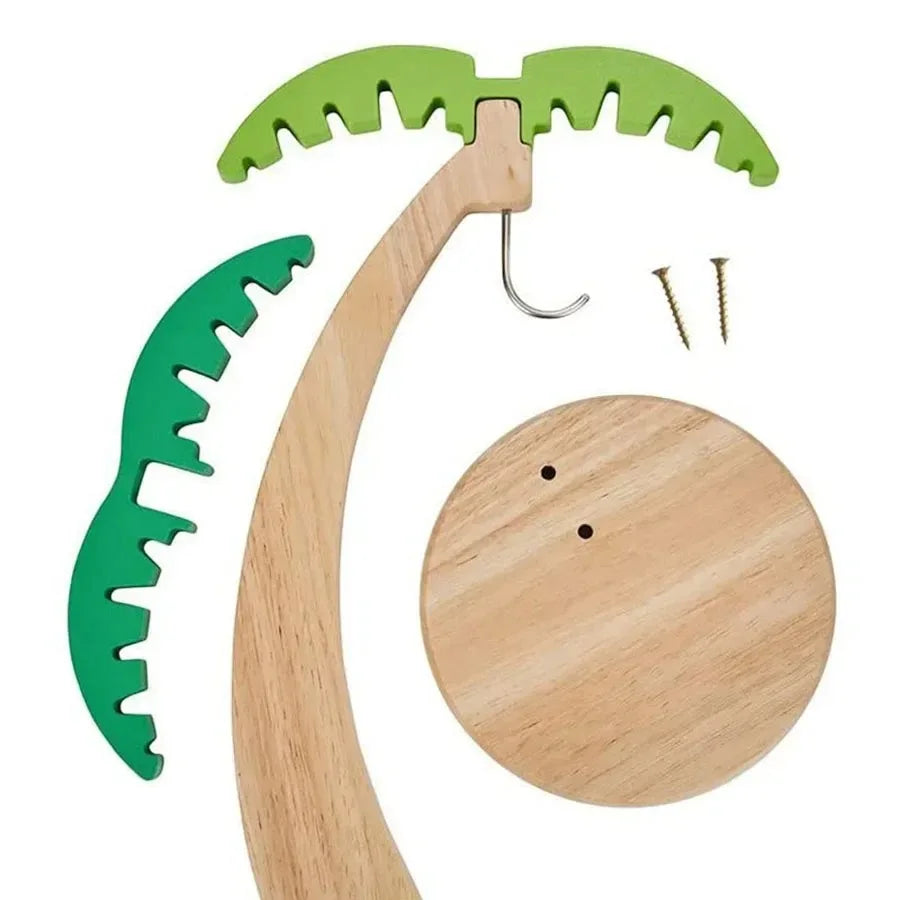 Wooden Banana Hanger Rack with Leaf & Hook | Kitchen Décor