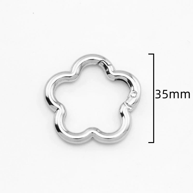 5pcs Metal Flower Shape Keychain Clasp Swivel Snap Key Chain Bulk Blossom Spring Snap Lobster Claw Hook for Keyring Craft DIY Oasis Select Rhodium 35mm