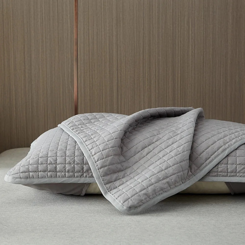 Comfortable Cotton Pillow Cover Isolation layer Anti Mite Pillow Case Protector Waterproof Head oil Pillowcase household Oasis Select Grey-Half Pack