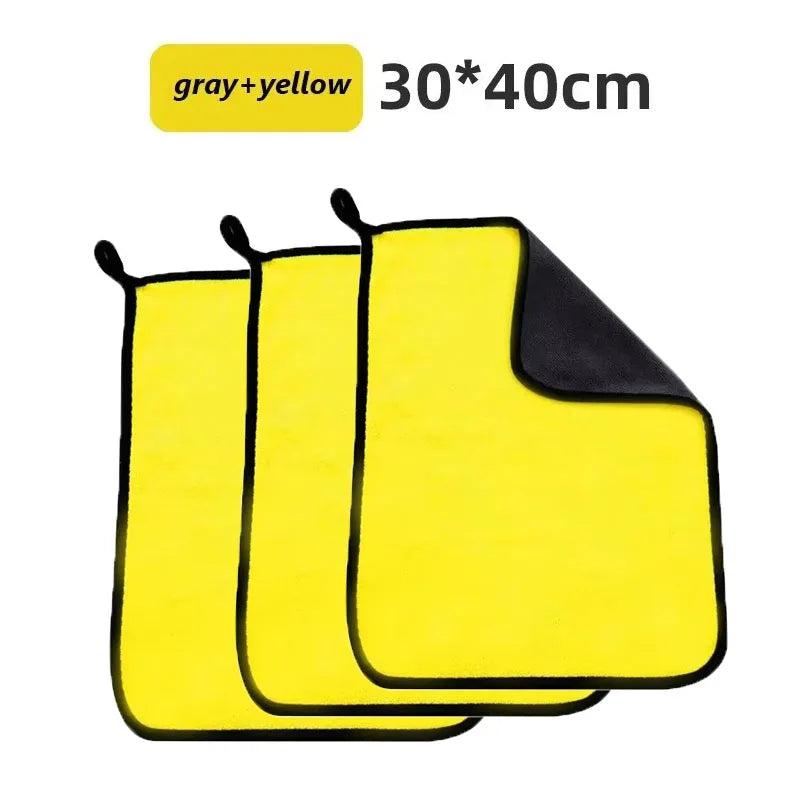 1/4pcs Thicken Microfiber Motorcycle Car Cleaning Towels Soft Drying Cloth Car Washing Towels Double Layer Clean Rags Detailing Oasis Select 3pcs-30x40cm
