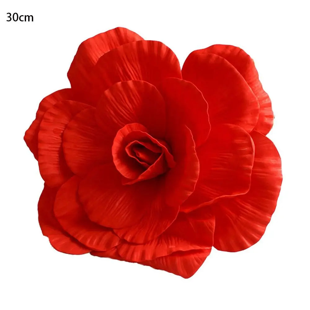 30cm Giant PE Foam Silk Rose Artificial Flower Branch | Wall Decor
