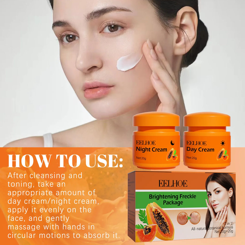 EELHOE Day Night Face Cream Papaya Day Night Even Skin Tone Corrector Removing Blemish Bleaching Nourishing Face Care Cream 1set Oasis Select