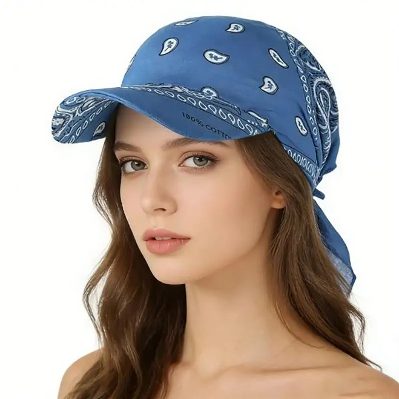 Fashion Wide Brim Baseball Caps Head Scarf Pre-Tied Lightweight Sun Visor Turban Breathable Bandana Scarf Cap Women Outdoor Oasis Select A8