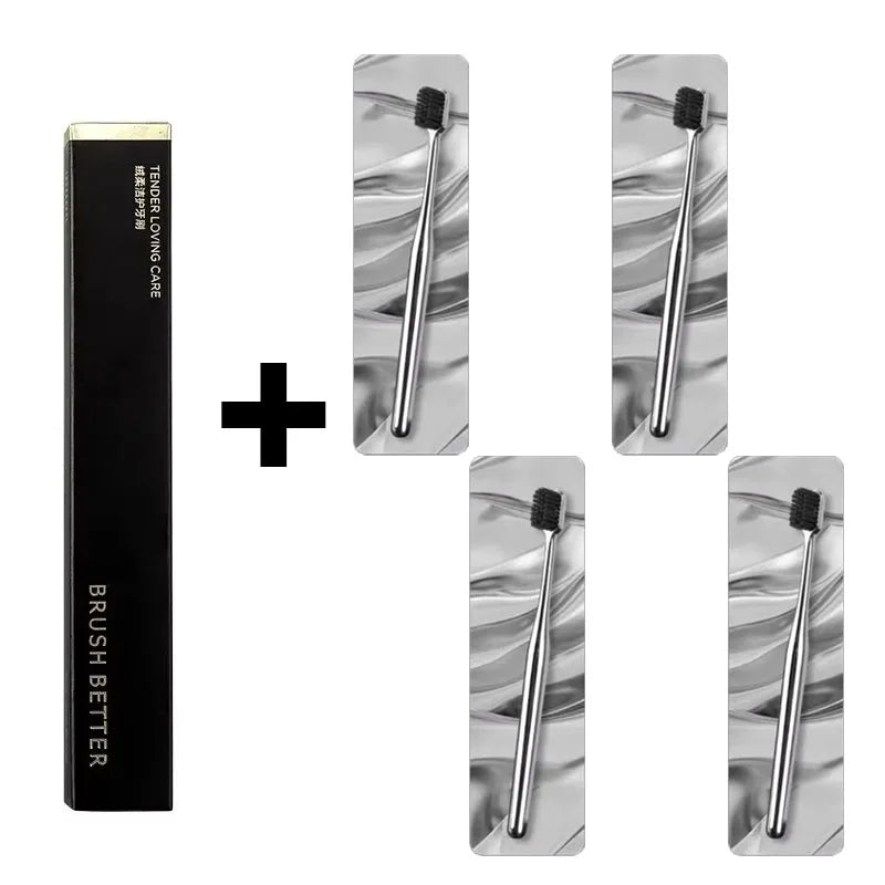 1/2/3/4pcs Advanced Luxury Adult Soft Bristle Manual Toothbrush Sensitive Gum Deep Cleaning Family Oral Care Travel Portable Oasis Select 4pcs Silver black