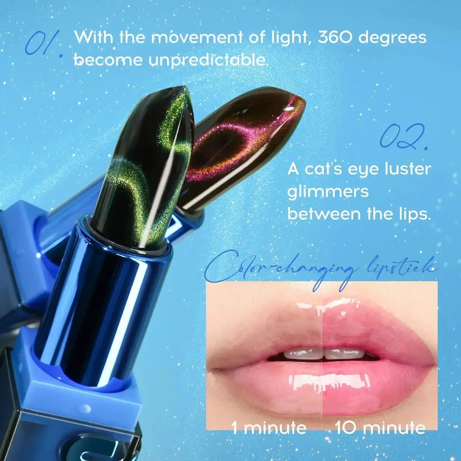 MLSMILE 4-Pc Color Changing Cat Eye Glitter Lipstick Set