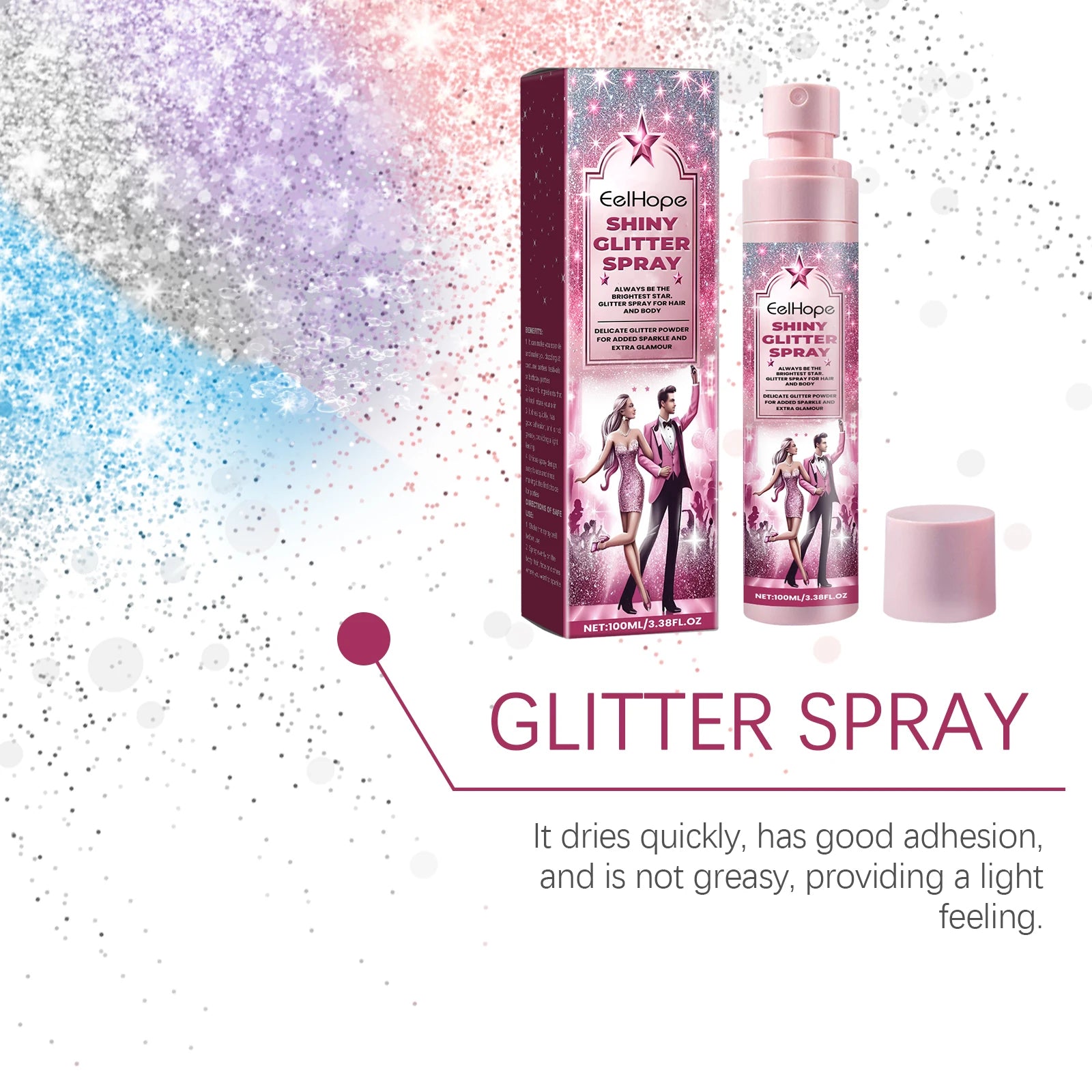 Eelhope Glitter Shimmer Spray – Face, Hair, Body & Clothes Body Glitter Spray Oasis Select
