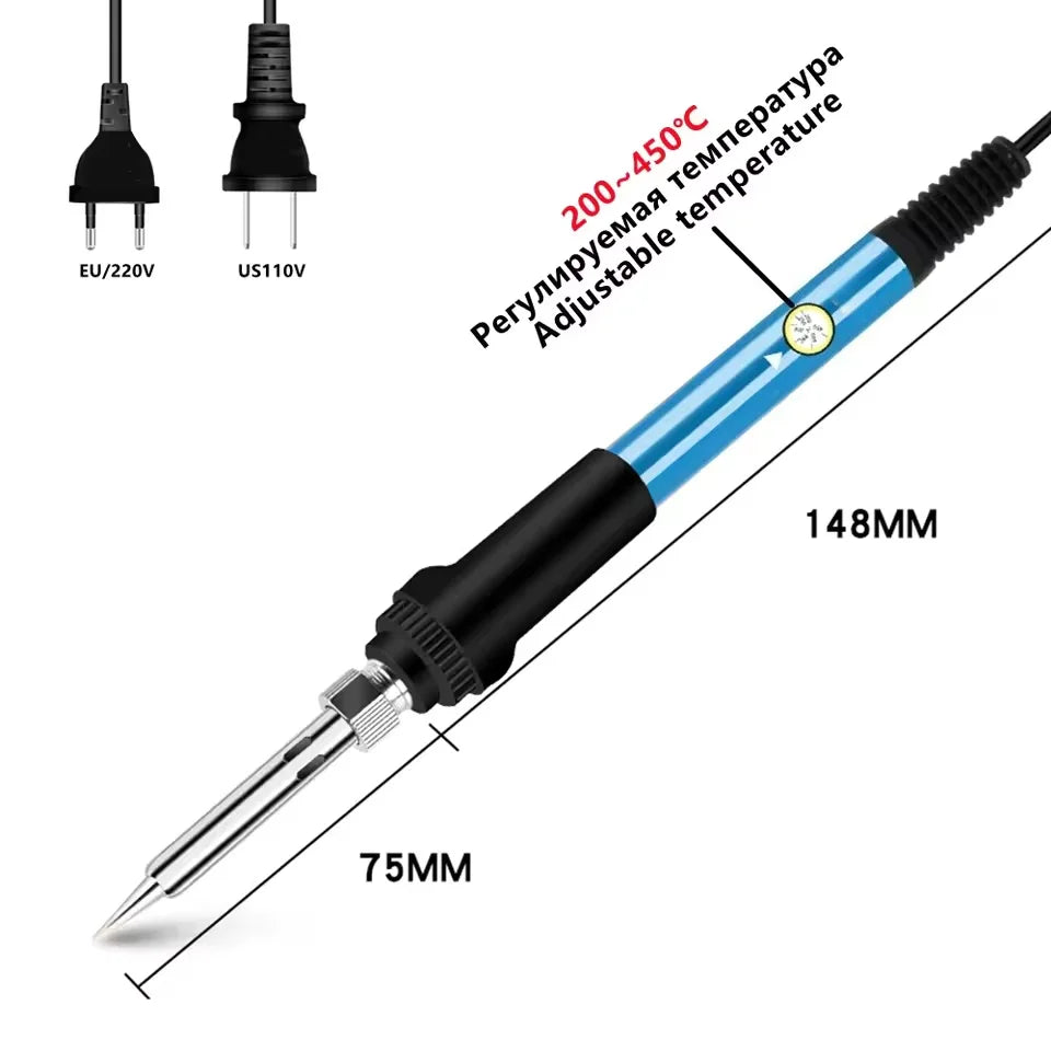 SLADE 60W Adjustable Soldering Iron 200–450°C EU Plug + Stand Electric Soldering Iron Oasis Select