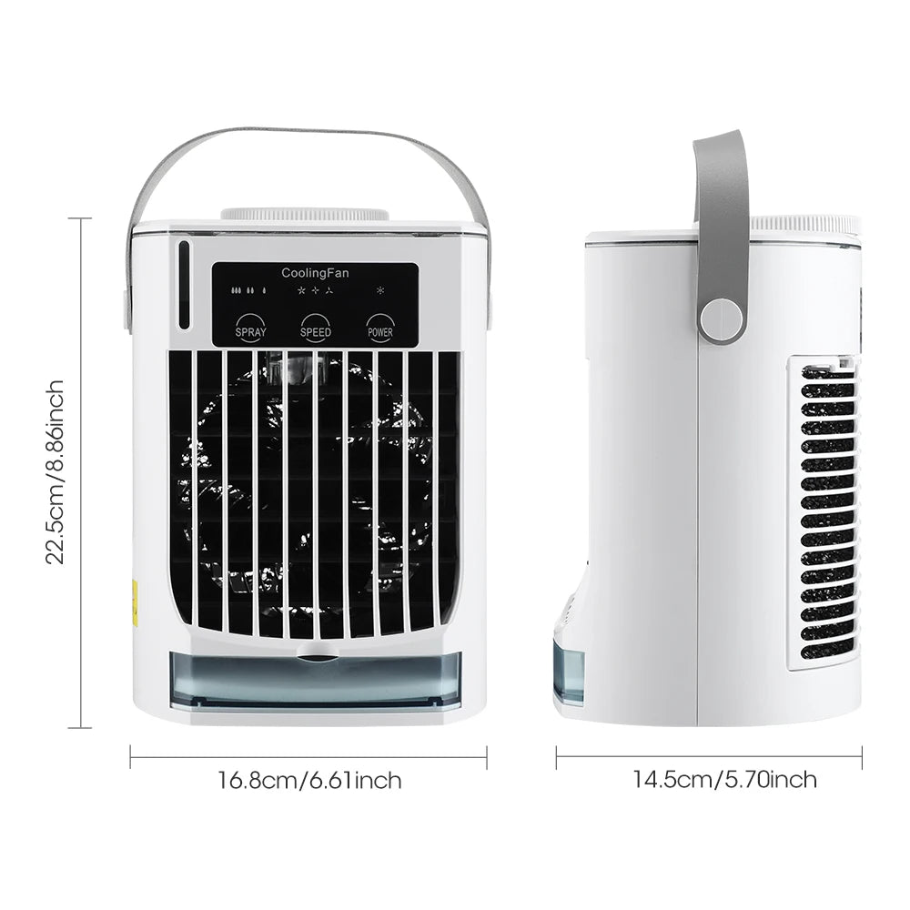 Portable USB Mist Fan 700ml – 3 Speeds, RGB Light & Timer