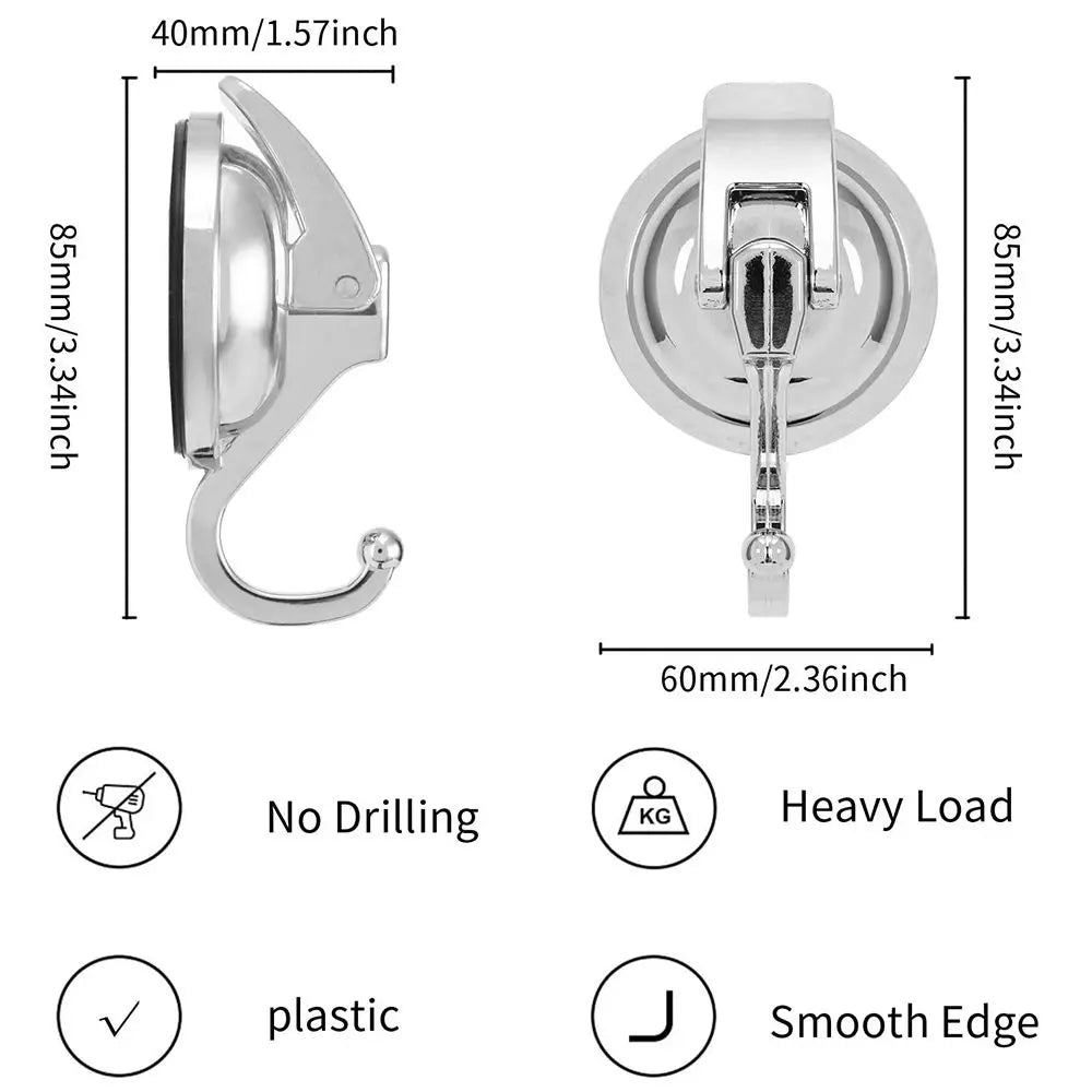 Removable Polished Easy to Install Chrome-Plated Organization Bathroom Shower Suction Cup Hooks Oasis Select