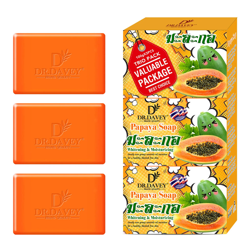 DR.DAVEY Papaya Soap 3-Pack – Cleansing & Moisturizing Bar