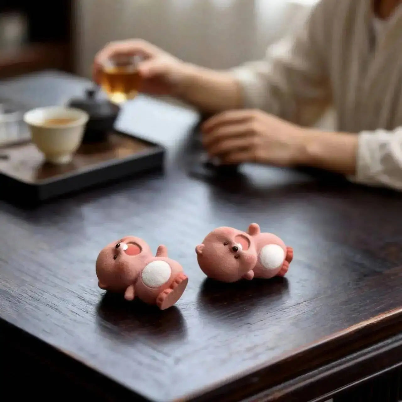 Yixing Zisha Sculpture Tea Pet Ornament Scolding Beaver Tilted Head Ruby Full of Spirit Little Beaver Desktop Ornament Oasis Select