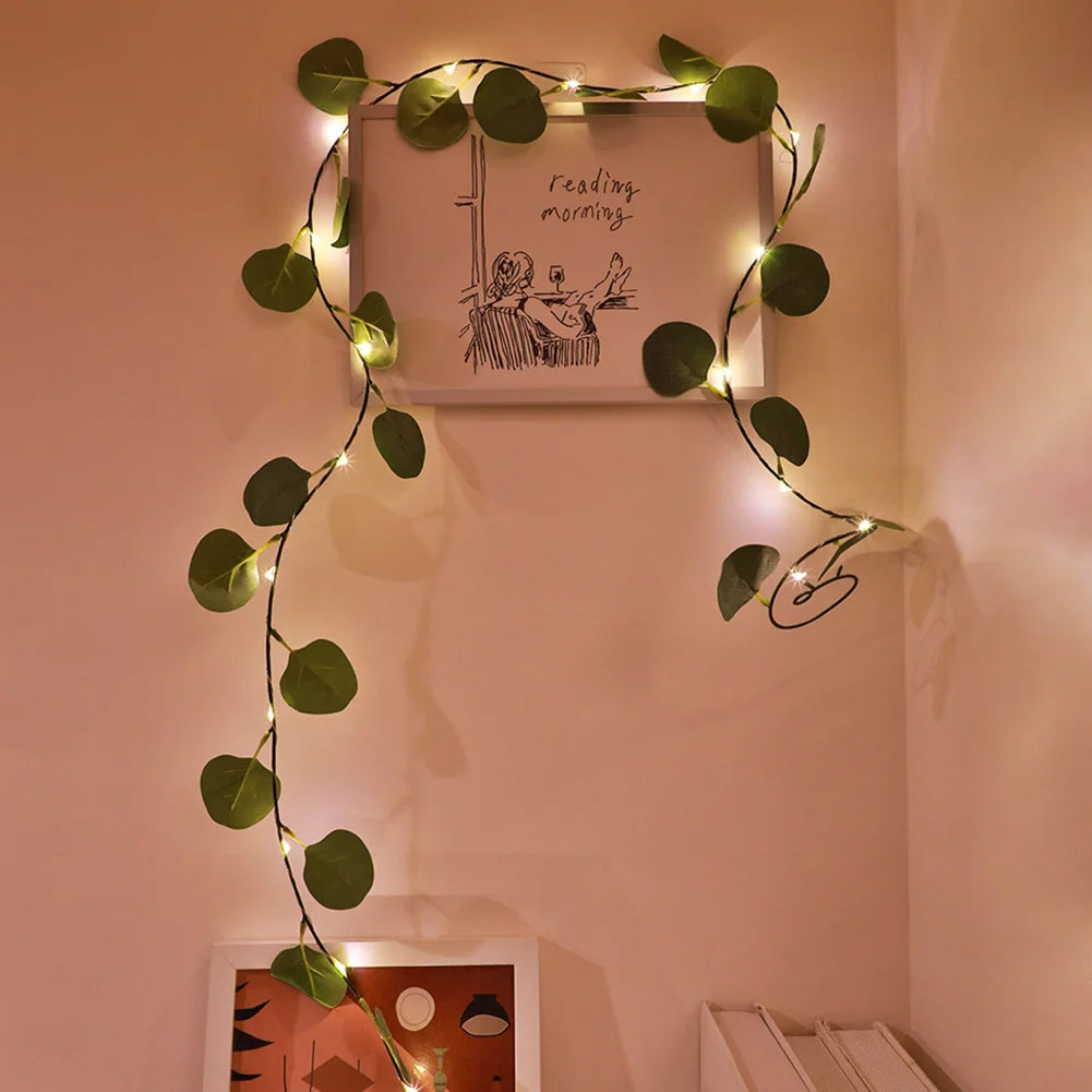 LED Eucalyptus Garland | Battery Fairy Light Vine – Fireplace Decor