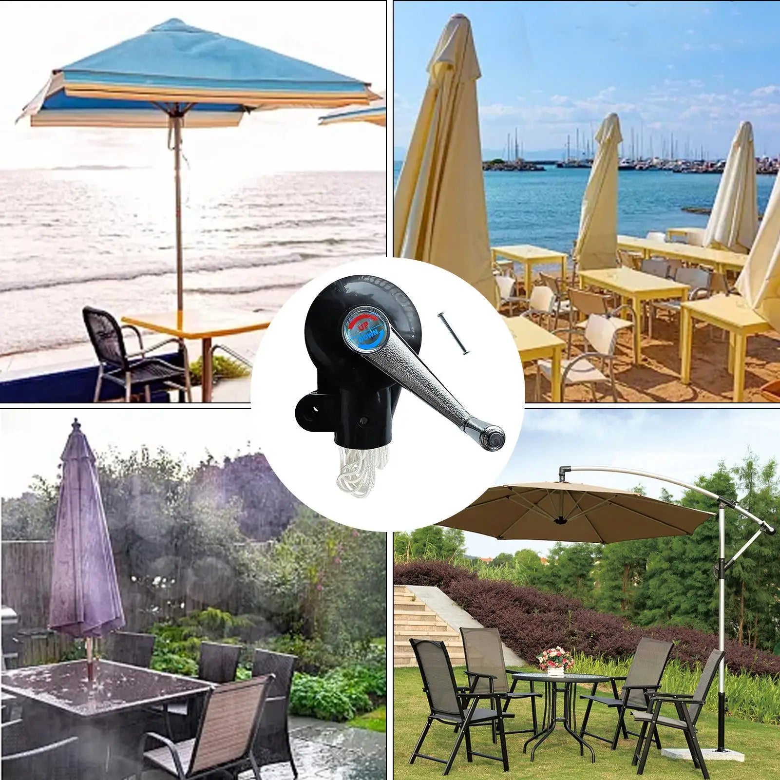 1pc Patio Umbrella Crank Handle Sturdy Replace Parts Parasol Hand Crank Sunshade Attachment for Pool Picnic Beach Camping Garden Oasis Select