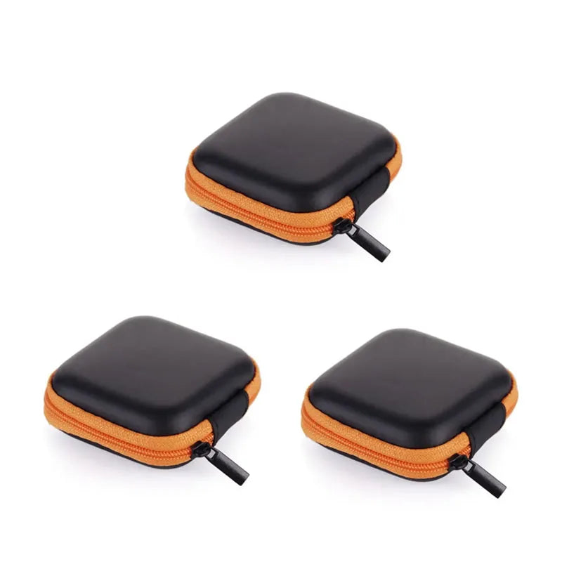 1/3Pcs Zipper Storage Bag For Wired Earphone Data Cable Mini Portable Small Square Bag For AirPods Key Money Bag Protector Case Oasis Select 3pcs Orange