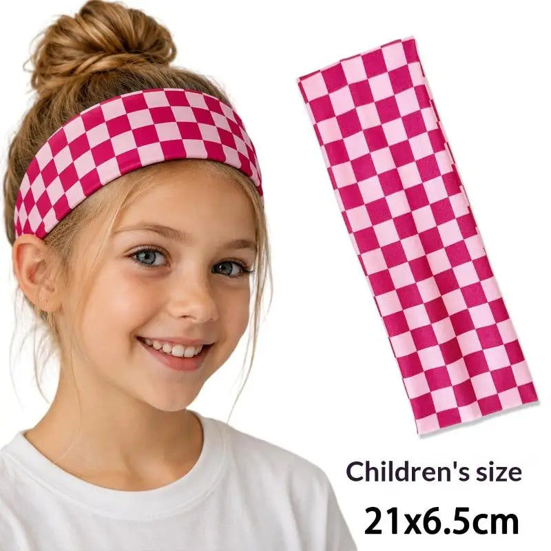1PC Checkerboard Elastic Headbands For Women Fashionable Sports Sweat-Absorbent Hairbands For Yoga Fitness & Daily Makeup Use Oasis Select A6