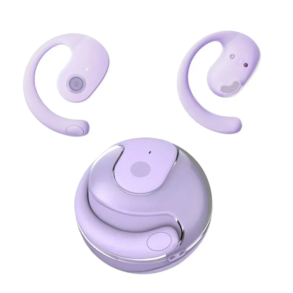Wireless Headphones Comfortable Ear Hook Touch Control Earbuds with Mic Wireless Bluetooth Headset Phone Earphones Game Oasis Select purple