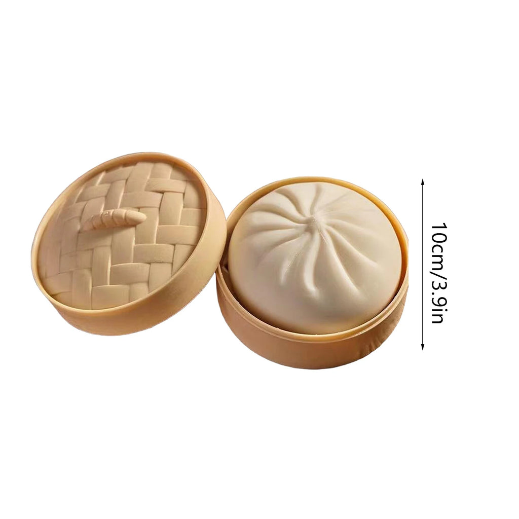 Colorful Dumpling Squishes Stress Balls Fidget Sensory Toys Simulation Food Squishies Bun with Steamer Squeeze Dough Ball Gifts Oasis Select