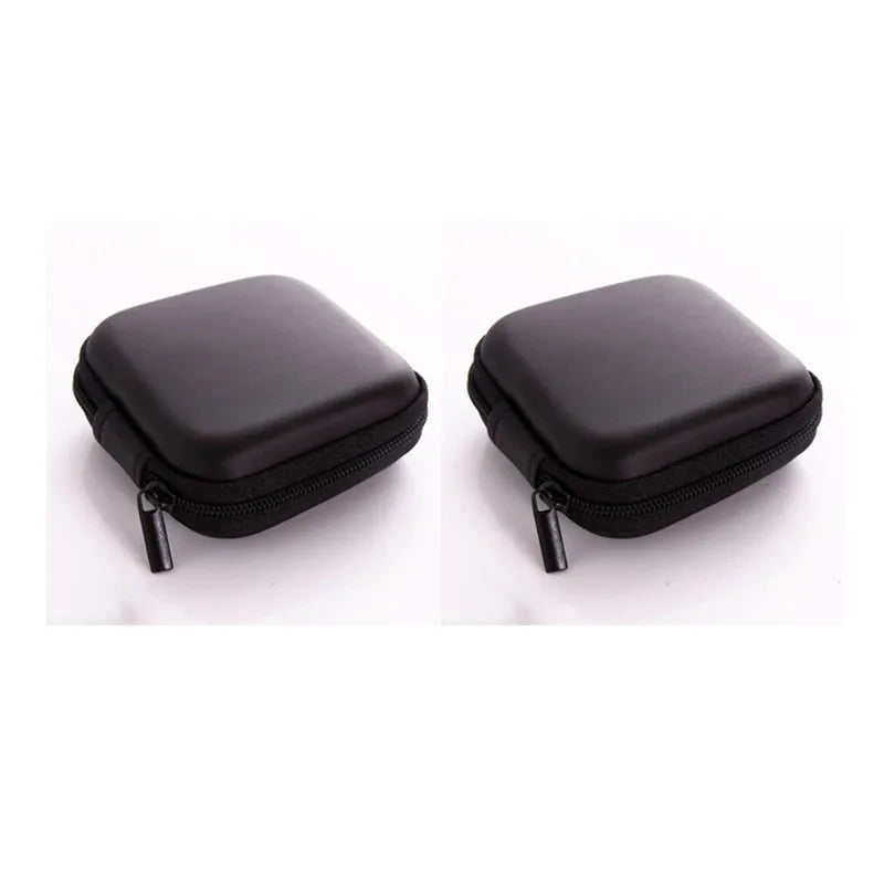 1/3Pcs Zipper Storage Bag For Wired Earphone Data Cable Mini Portable Small Square Bag For AirPods Key Money Bag Protector Case Oasis Select 2pcs Black