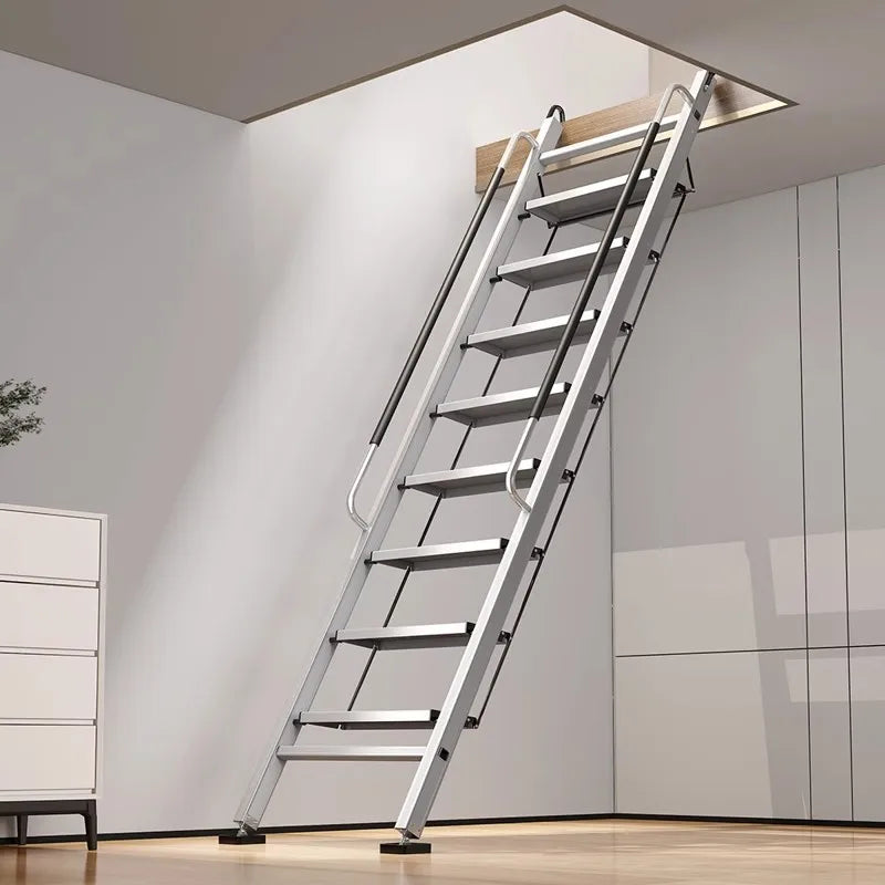 Ladder,household Aluminum Alloy Folding Telescopic Platform, Staircase,indoor Handrail,thickened Mobile Portable Climbing Ladder Oasis Select