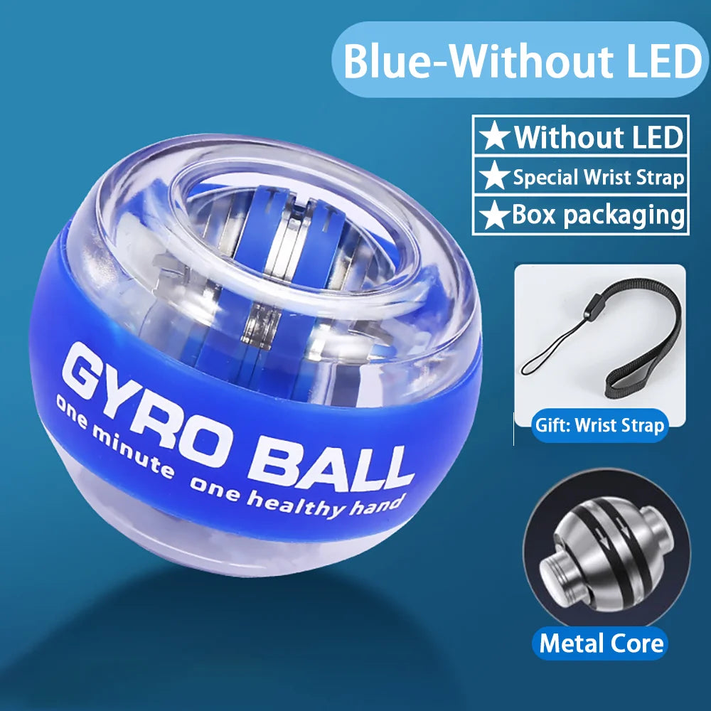 LED Gyroscopic Power Trainer Ball Autostart Wrist Ball Arm Hand Muscle Force Fitness Equipment Gym Training Gyro Range Oasis Select Blue-No LED