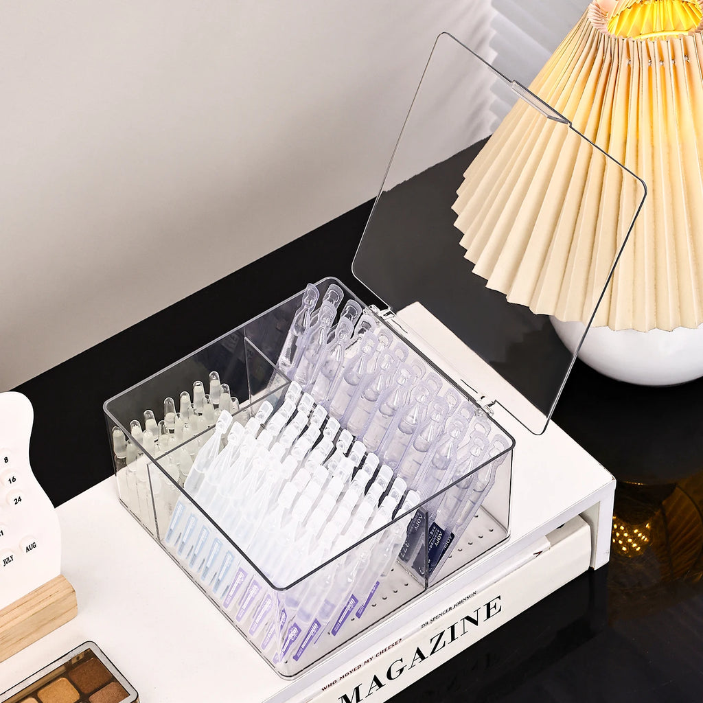 1pc acrylic transparent cosmetics ampoule storage rack can be stacked with three essence sorting box desktop drawer storage box Oasis Select