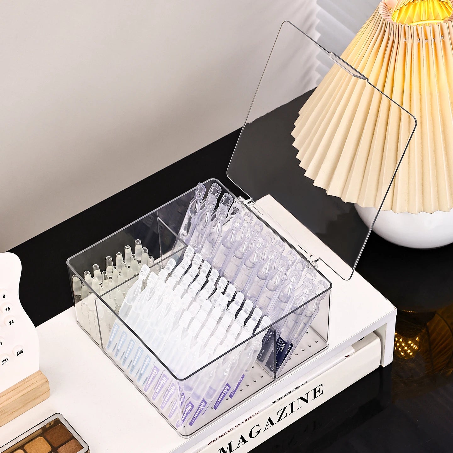 1pc acrylic transparent cosmetics ampoule storage rack can be stacked with three essence sorting box desktop drawer storage box Oasis Select