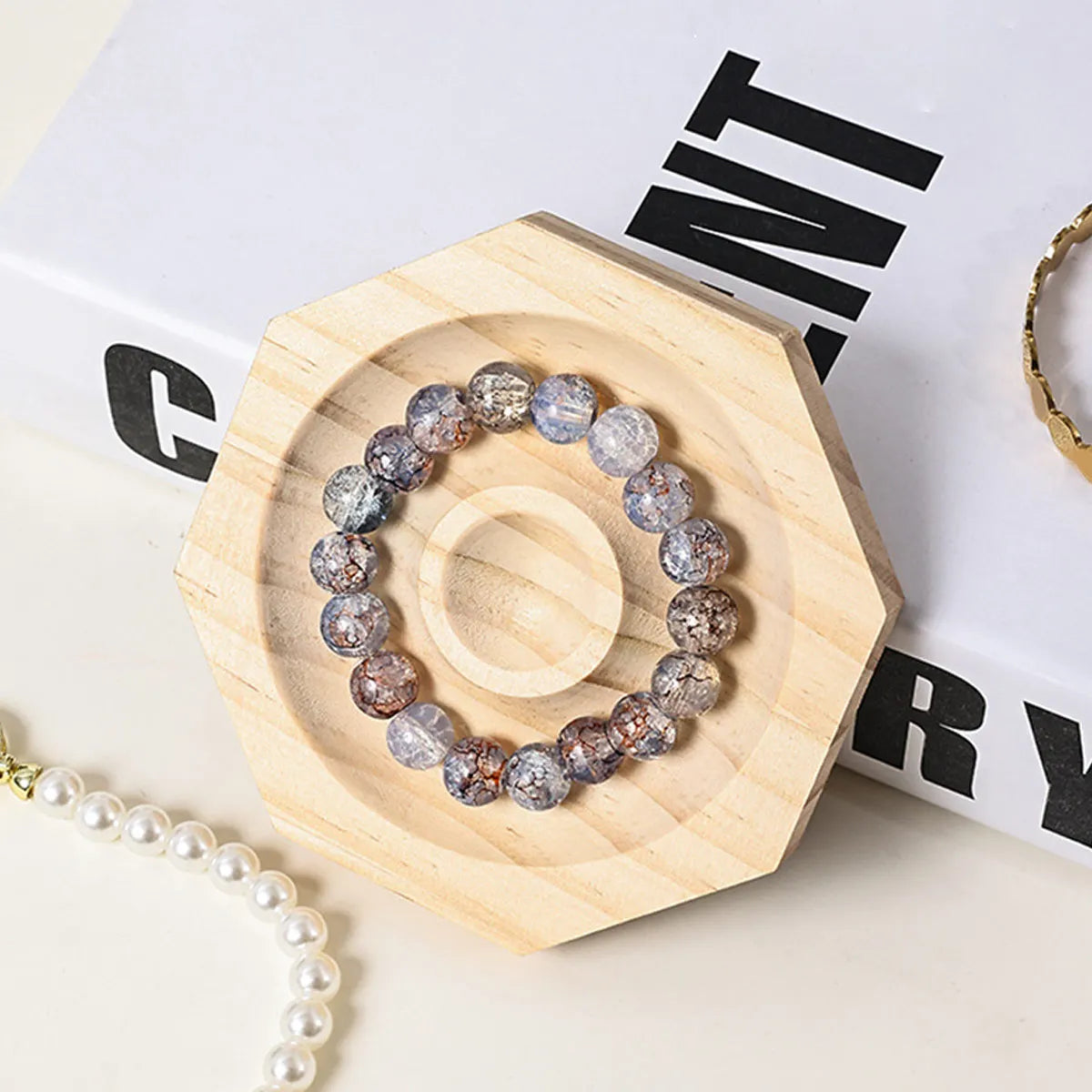 1pc Wooden Jewelry Display Tray, Bracelet and Bead Decoration Tray Bracelet and Bracelet Display Rack, Handicraft Tray Oasis Select