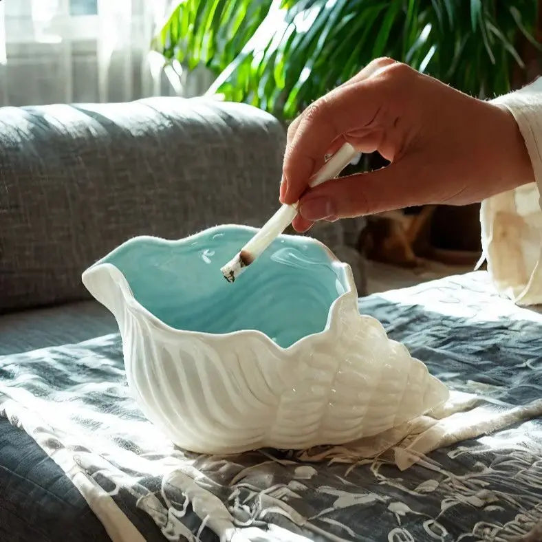 Romantic Ashtray Home Living Room Office Ceramic Conch Handicrafts Oasis Select