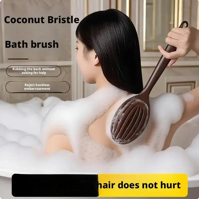 Long Handle Back Scrubber for Shower Natural Coconut Soft Bristlefor Dry Brushing, Exfoliation & Skin Care Improve Circulation Oasis Select