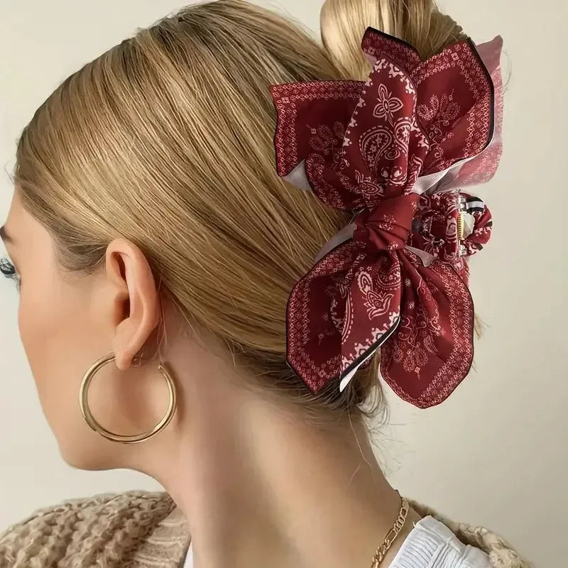 1pc New Double-Sided Cashew Flower Love Grabbing Clip Butterfly Knot Hair Clip Summer Vacation Shark Clip Fashion Oasis Select
