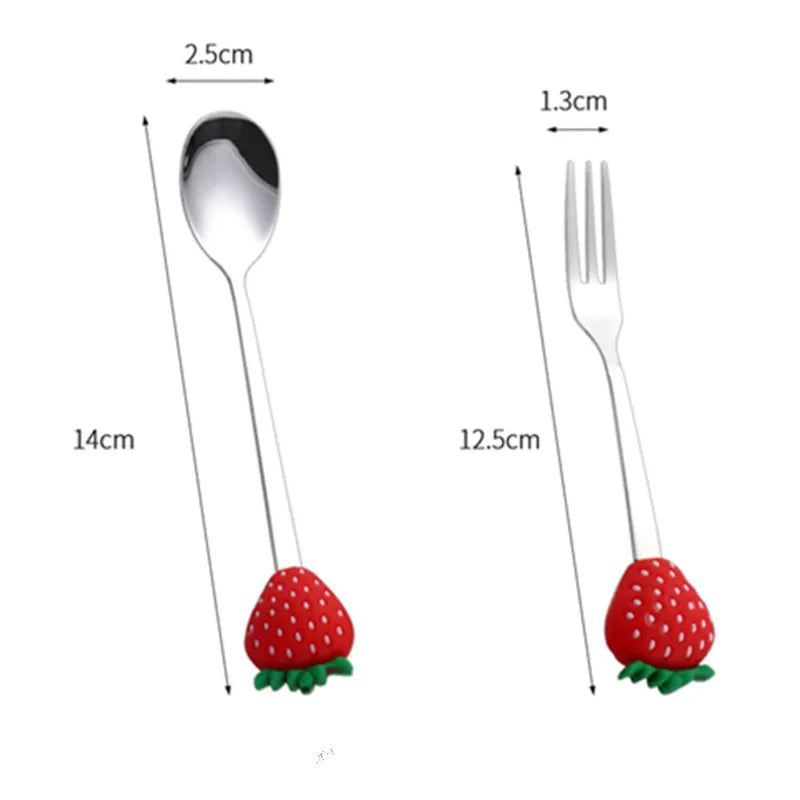 7Pcs Stainless Steel Fruit Shaped Coffee Spoons Fruit Dessert Spoon Fork Candy Tea Spoon Drink Tableware Kitchen Supplies Oasis Select