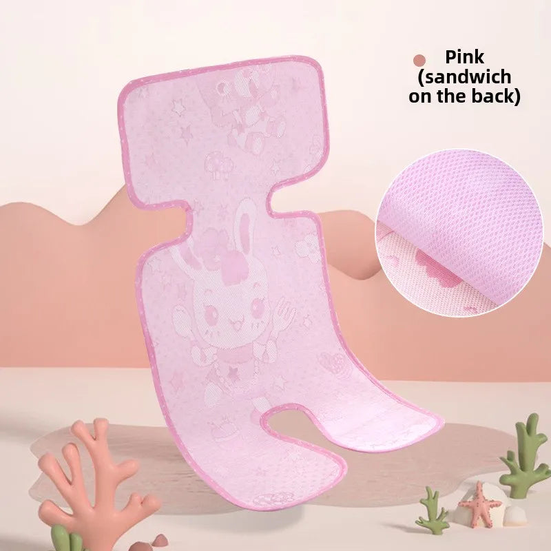 1PC Baby Stroller Cooling Mat Ice Silk Reclining Mat Cushion Baby Dining Chair Cooling Mat Summer Safety Seat Sleeping Mat Oasis Select Pink