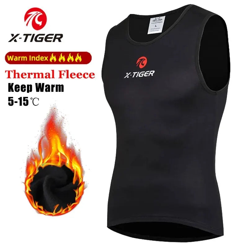 X-TIGER Winter Cycling Base Layer Sleeveless Fleece Sports Bike Jerseys Shirt Warm Bike Underwear Bicycle Keep Warm Oasis Select