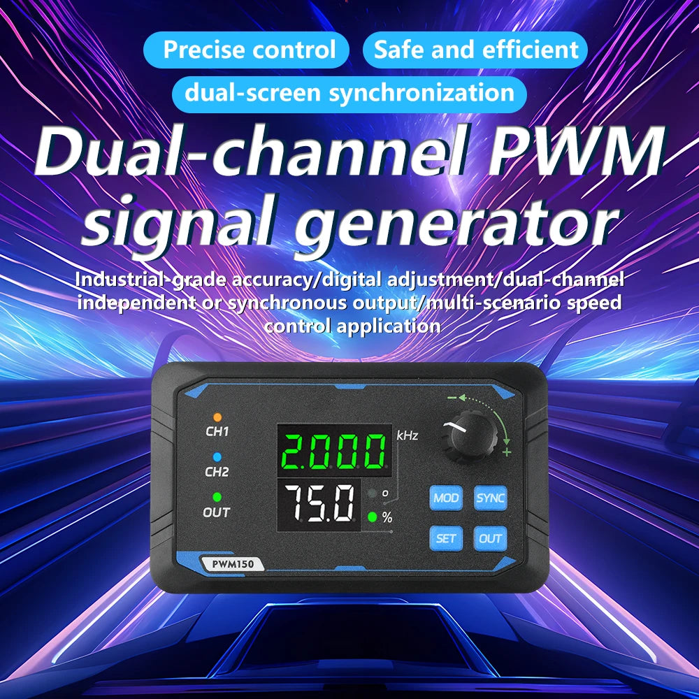 DC 5-24V Dual Signal Generator Square Pulse Wave Frequency Meter 1Hz-150kHz Output PWM150 for Electrician Tool Oasis Select Default Title