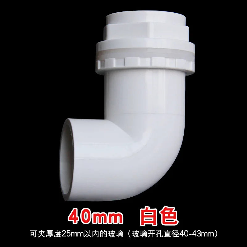 5pcs Elbow Drainage Connector Fish Tank OverflowI.D20~50mm PVC Aquarium Joints Water Inlet Outlet Supply Pipe DIY Drain Fittings Oasis Select White 40mm 5pcs