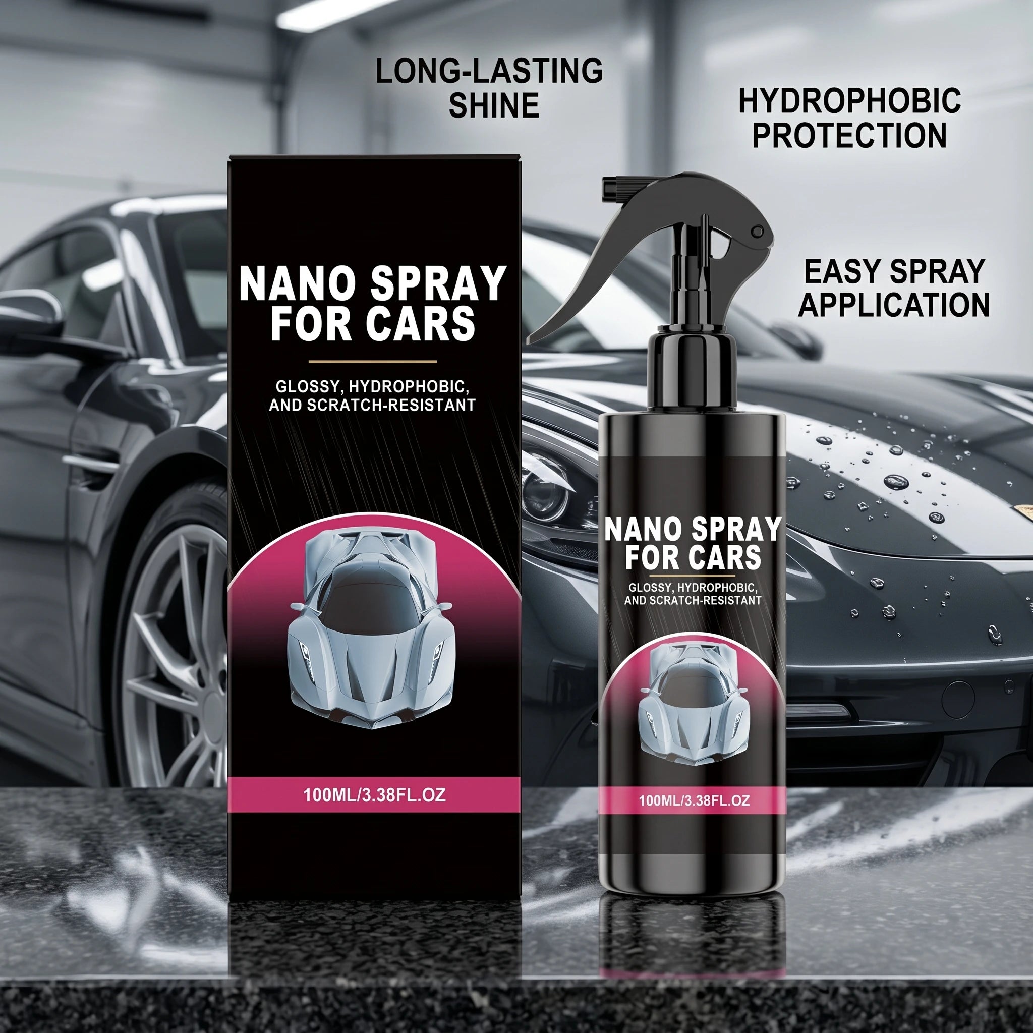 Nano Coating Spray for Car Glossy Hydrophobic & Scratch-Resistant Coating Spray Auto Paint Restorer & Protector Car Care Oasis Select